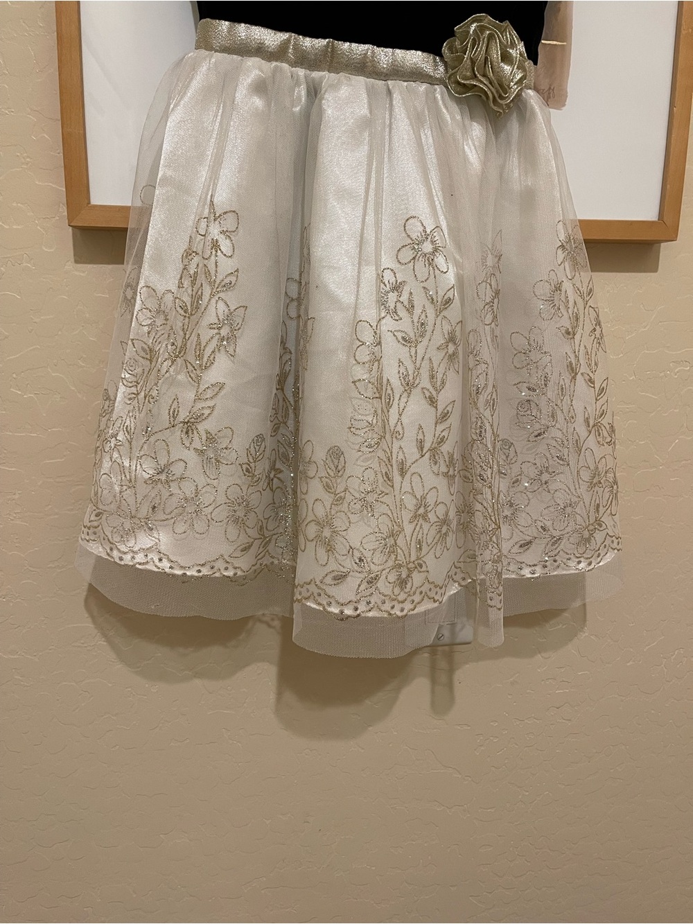 Jona Michelle Black Velvet and Cream Gold-Embroidered Party Dress - Picture 4 of 13